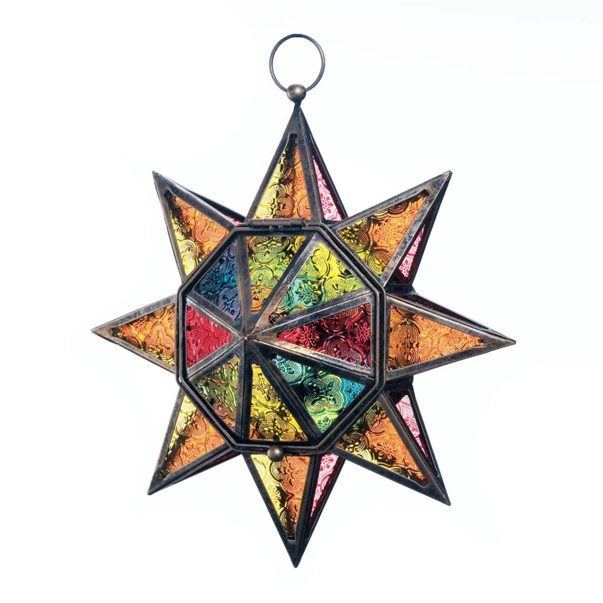 13" Multi Faceted Colorful Star Lantern
